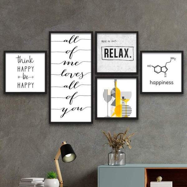 Conjunto de Quadros Decorativos Frase Relax Vinho