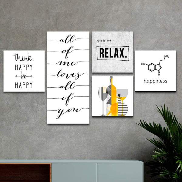 Conjunto de Quadros Decorativos Frase Relax Vinho