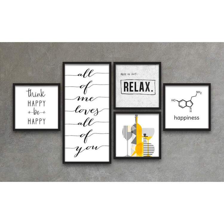 Conjunto de Quadros Decorativos Frase Relax Vinho