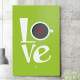 Quadro Decorativo Love Caf� Fundo Verde