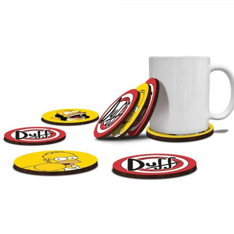 Kit 4 Porta Copos Com Suporte de Mdf Duff Homer Simpsons