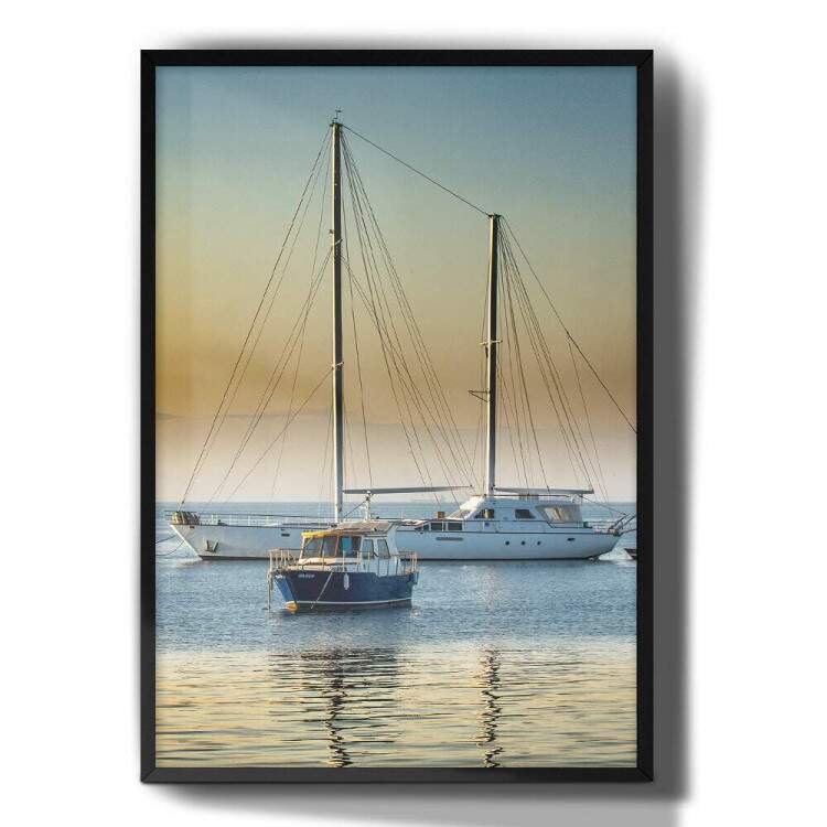 Quadro Decorativo Barco Mar Por Do Sol