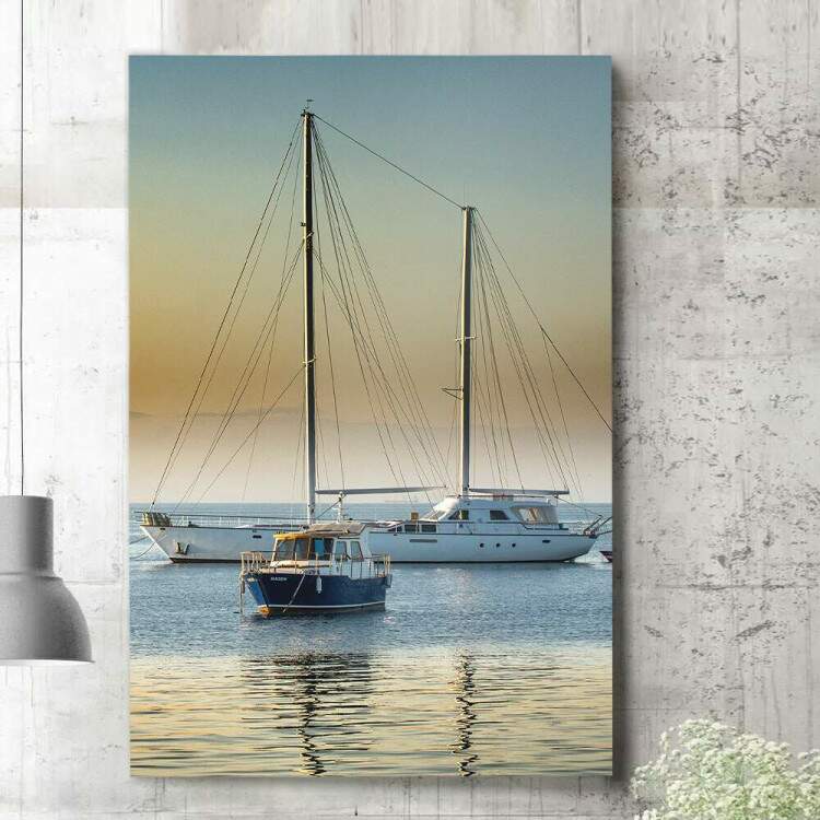 Quadro Decorativo Barco Mar Por Do Sol