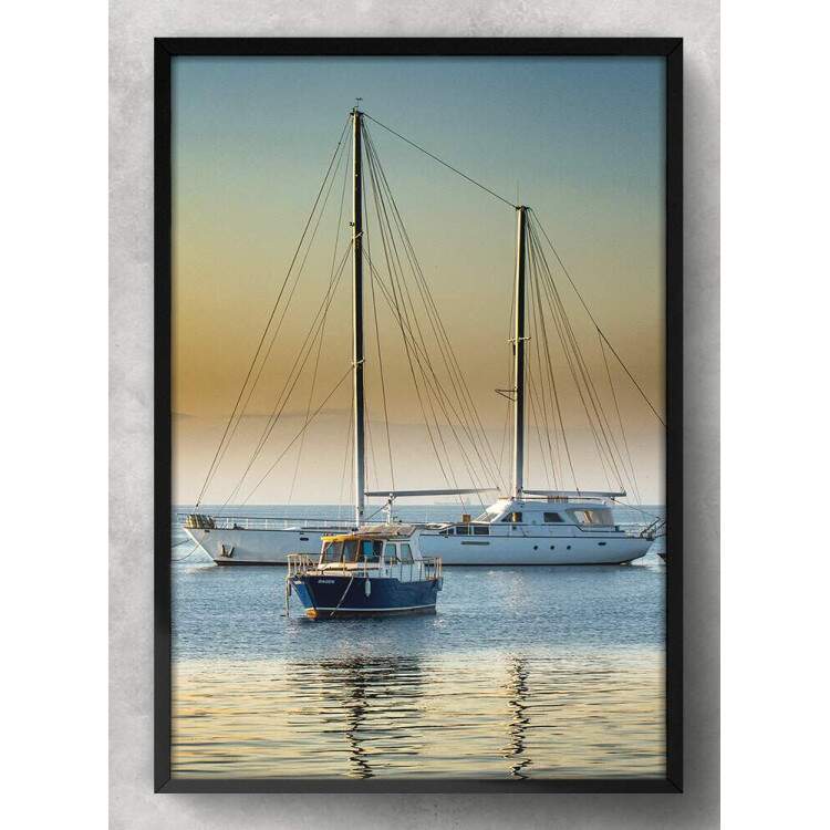 Quadro Decorativo Barco Mar Por Do Sol