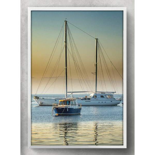 Quadro Decorativo Barco Mar Por Do Sol
