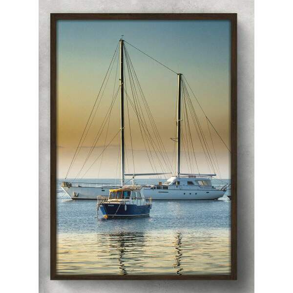 Quadro Decorativo Barco Mar Por Do Sol