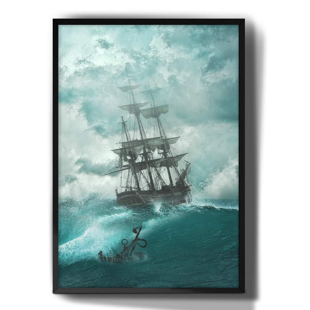 Quadro Decorativo Barco Navio Pirata Alto Mar