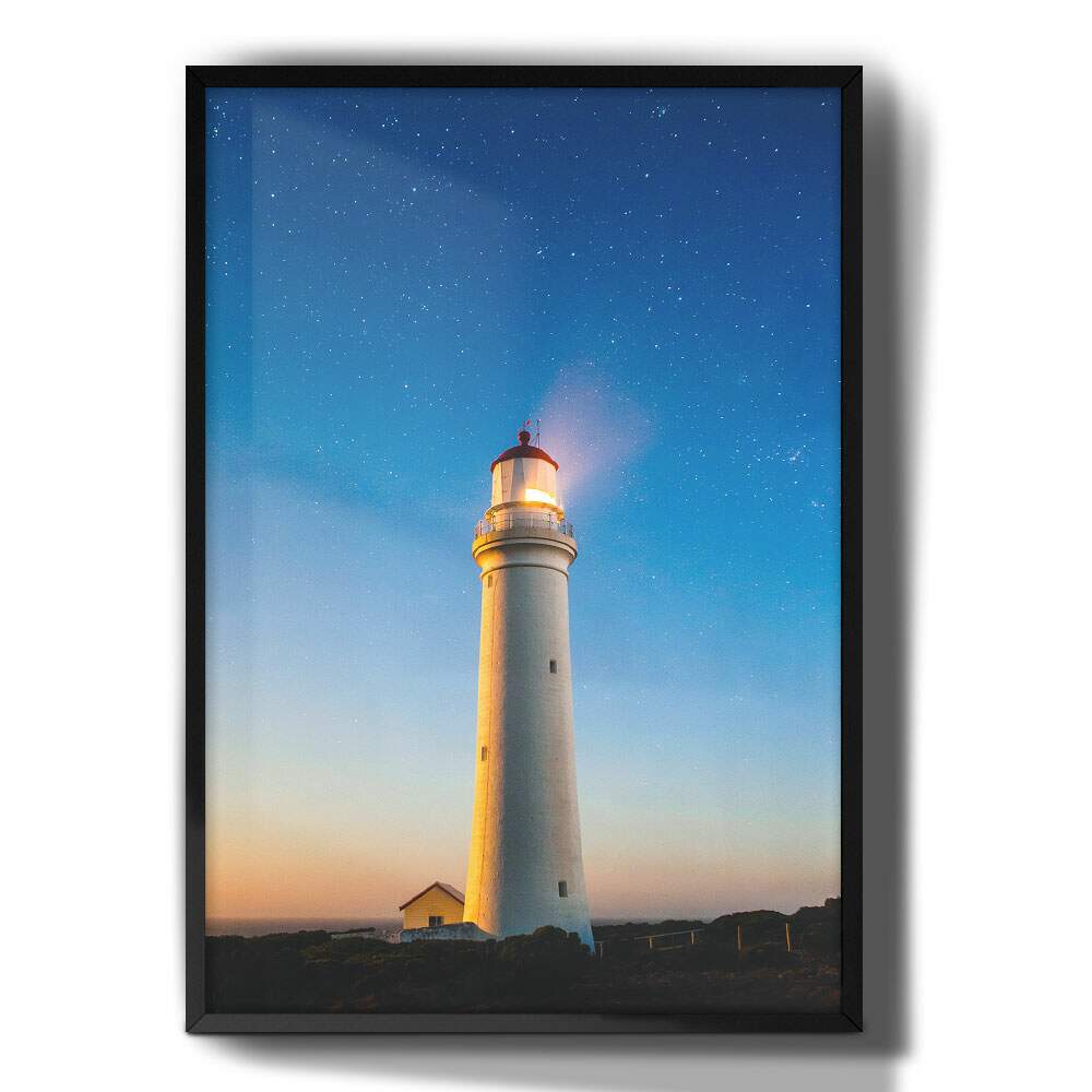 Quadro Decorativo Farol Mar e C�u Estrelado