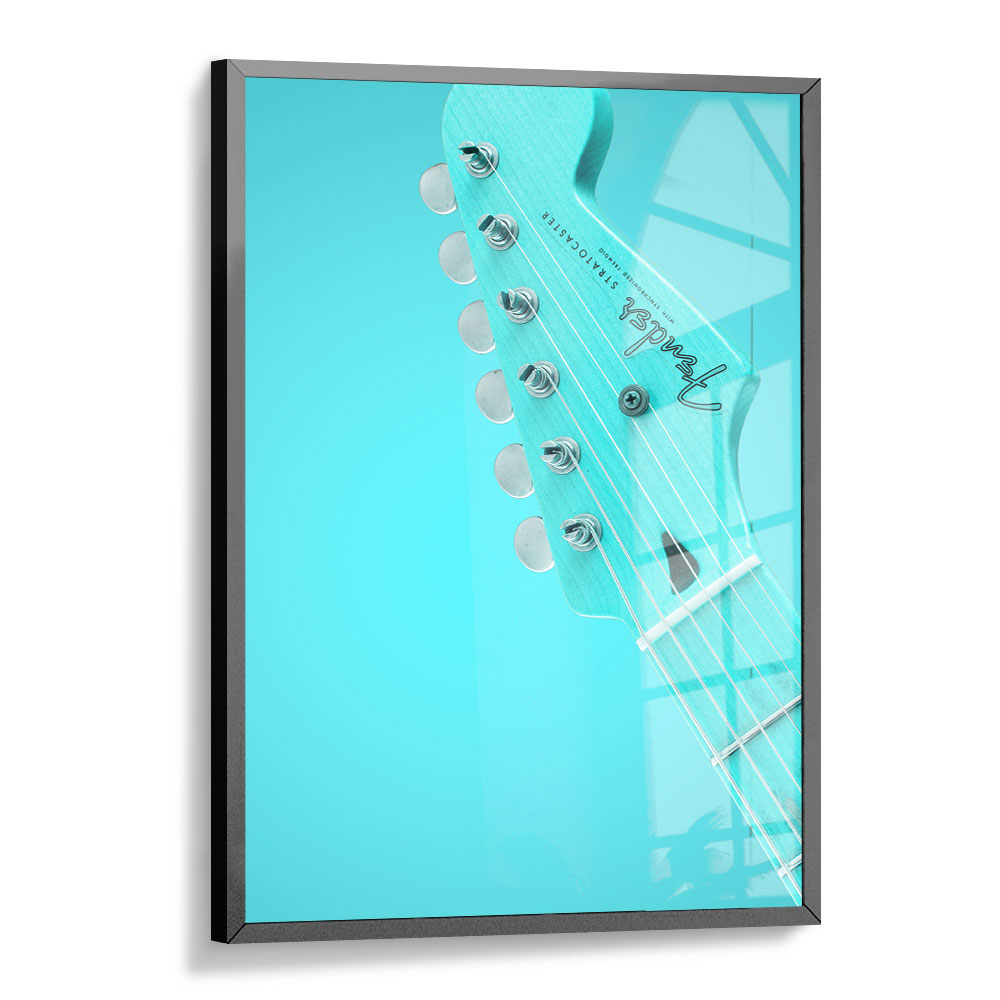 Quadro Decorativo Brao Guitarra Azul Ciano