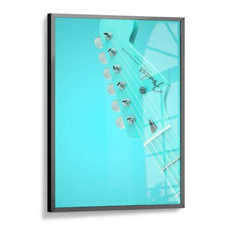 Quadro Decorativo Brao Guitarra Azul Ciano