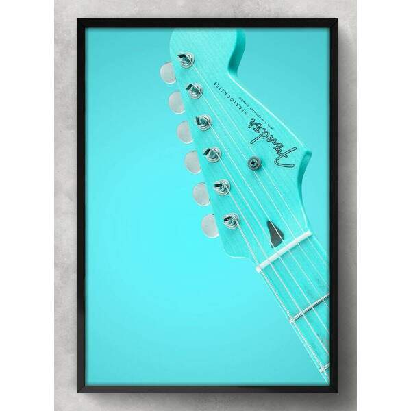 Quadro Decorativo Brao Guitarra Azul Ciano