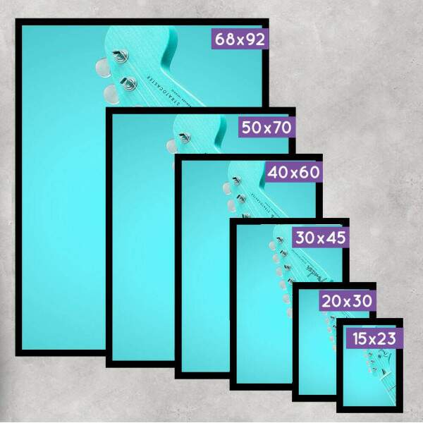 Quadro Decorativo Brao Guitarra Azul Ciano