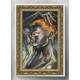 Quadro Decorativo Abstrato Pintura Mulher Negra de Cabelos Laranja