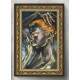 Quadro Decorativo Abstrato Pintura Mulher Negra de Cabelos Laranja