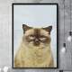 Quadro Decorativo Gato Bege e Fundo Azul Claro