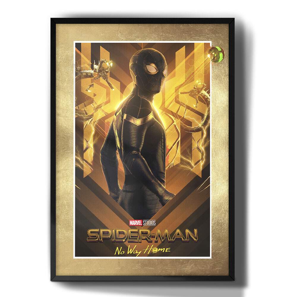 Quadro Decorativo Homem Aranha Efeito Dourado