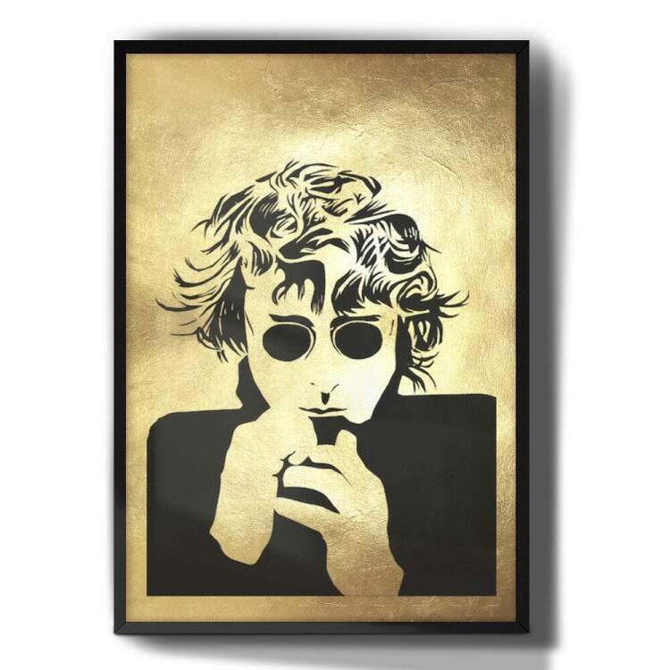 Quadro Decorativo John Lennon Efeito Dourado