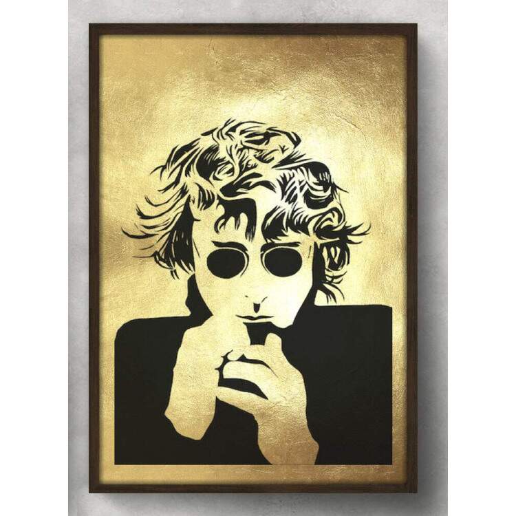 Quadro Decorativo John Lennon Efeito Dourado