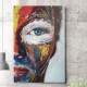 Quadro Decorativo Rosto de Mulher Pintura Colorida