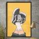 Quadro Decorativo T�nis e pernas Cruzadas com Fundo Amarelo