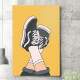Quadro Decorativo T�nis e pernas Cruzadas com Fundo Amarelo