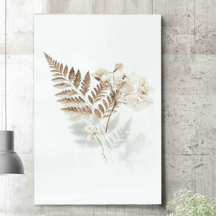 Quadro Decorativo Folhas Minimalistas Marrom