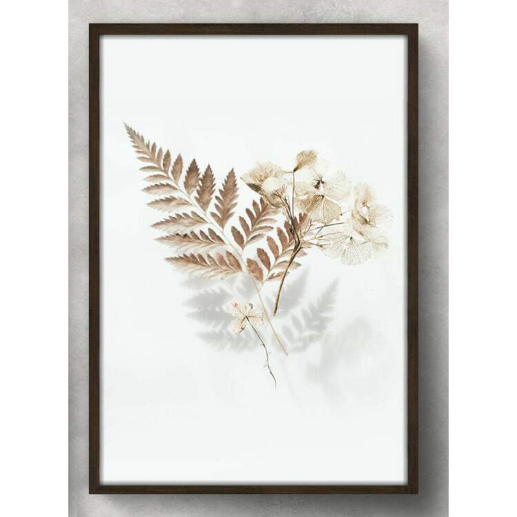 Quadro Decorativo Folhas Minimalistas Marrom