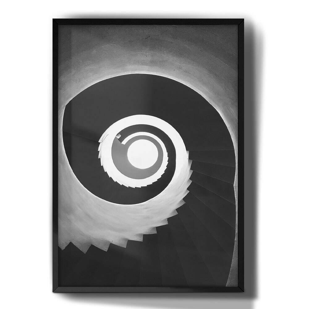 Quadro Decorativo Abstrato Escadas Preto E Branco