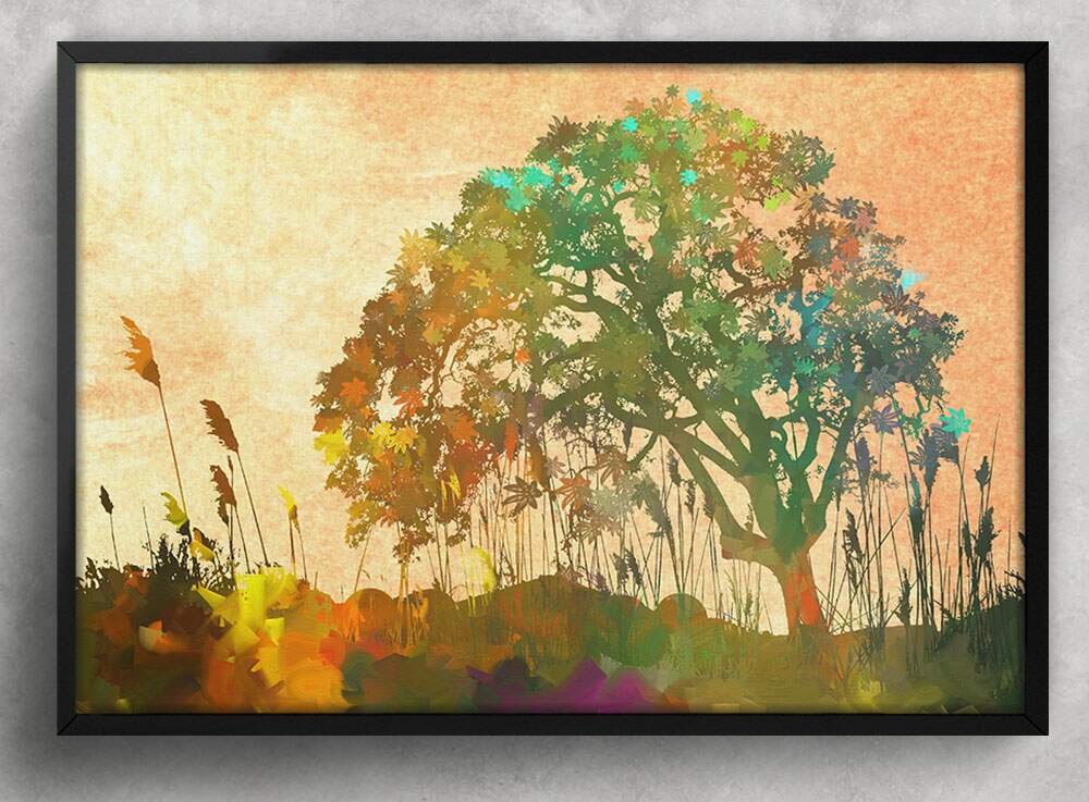 Quadro Decorativo Abstrato �rvore Colorida