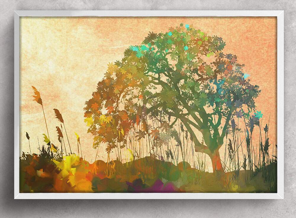 Quadro Decorativo Abstrato �rvore Colorida