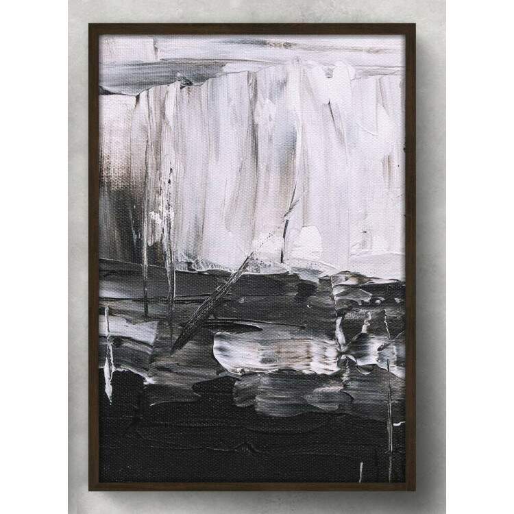 Quadro Decorativo Abstrato Pintura Preto E Branco