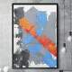 Quadro Decorativo Abstrato Efeito Pintura Cinza Azul E Laranja