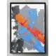 Quadro Decorativo Abstrato Efeito Pintura Cinza Azul E Laranja