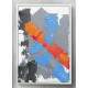 Quadro Decorativo Abstrato Efeito Pintura Cinza Azul E Laranja