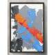 Quadro Decorativo Abstrato Efeito Pintura Cinza Azul E Laranja