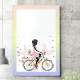 Quadro Decorativo Menina De Bicicleta Flores E Borboleta