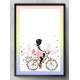 Quadro Decorativo Menina De Bicicleta Flores E Borboleta