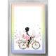 Quadro Decorativo Menina De Bicicleta Flores E Borboleta