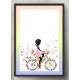Quadro Decorativo Menina De Bicicleta Flores E Borboleta