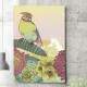 Quadro Decorativo Desenho P�ssaro e Flores Colorido