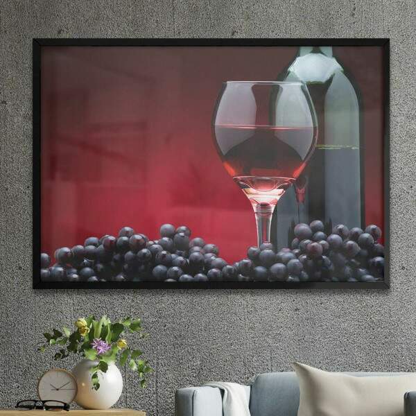 Quadro Decorativo Vinho Uvas