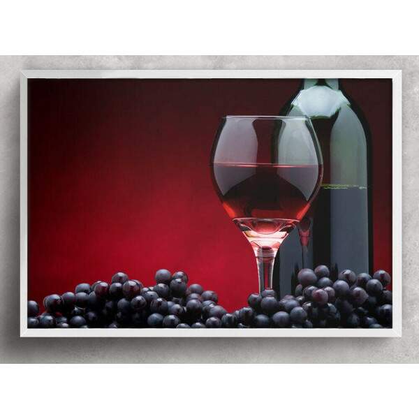 Quadro Decorativo Vinho Uvas