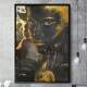 Quadro Decorativo Rosto de Mulher Abstrato Dourado