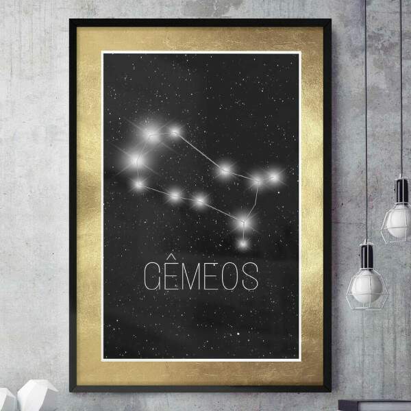 Quadro Decorativo Signo Constelao Gmeos