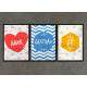Kit 3 Quadros Decorativos F� Amor e Gratid�o 03