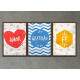 Kit 3 Quadros Decorativos F� Amor e Gratid�o 03
