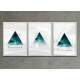 Kit 3 Quadros Decorativos Aquarela Tri�ngulos Azuis