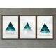 Kit 3 Quadros Decorativos Aquarela Tri�ngulos Azuis