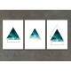 Kit 3 Quadros Decorativos Aquarela Tri�ngulos Azuis