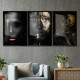 Kit 3 Quadros Decorativos Mulheres Preto e Dourado 02